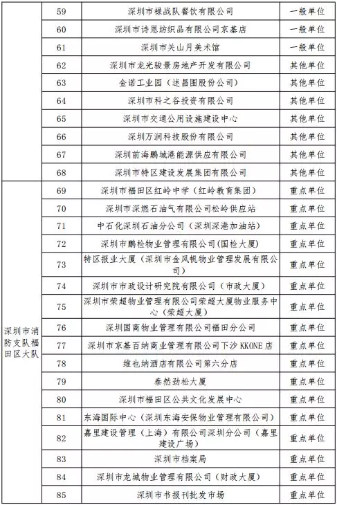公告丨深圳市消防支队2019年11月份全市 “双随机、一公开”抽查计划(图4)